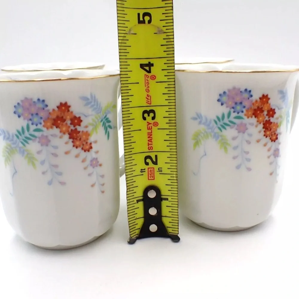 Vintage Japan Otagiri Bone China Tea Cups Set Wisteria Mist Coffee Mug Gold Rim